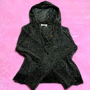 No comment LA NY hooded green sweater size M